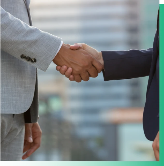 Two professionals shaking hands — partner with Pakistan & Counting
